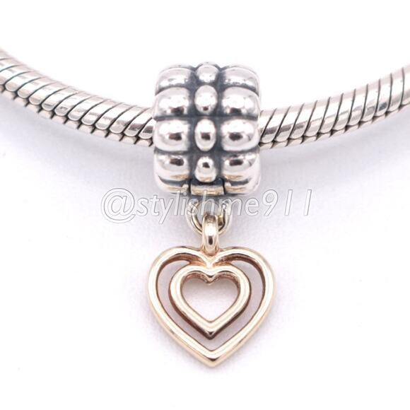 Authentic Pandora Heart of Hearts Dangle Clip With 14K Gold - 790987 - Picture 1 of 12